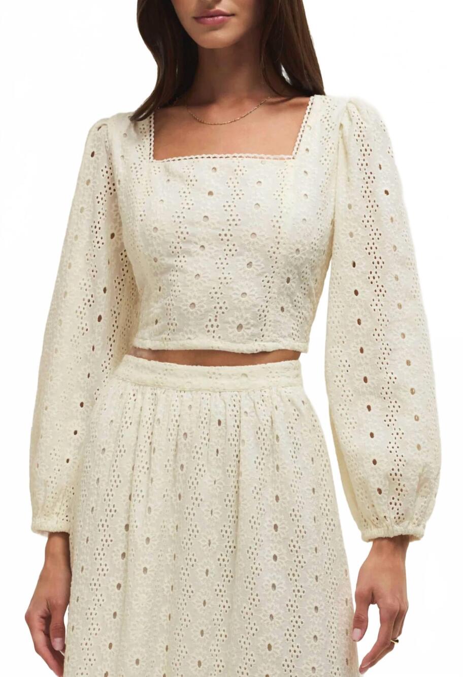 NEW Z SUPPLY bria eyelet top in white